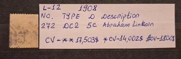 États-Unis 1908/1908 - Timbre américain Abraham Lincoln avec