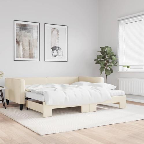 vidaXL Slaapbank met onderschuifbed en matrassen 100x200 cm, Huis en Inrichting, Slaapkamer | Bedden, Nieuw, Verzenden