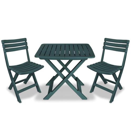 vidaXL 3-delige Bistroset inklapbaar kunststof groen, Tuin en Terras, Tuinsets en Loungesets, Nieuw, Verzenden
