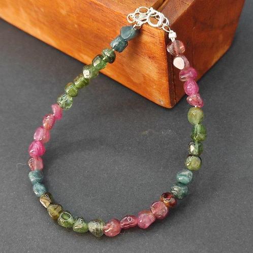 Tourmaline) Armband van 925 zilver - Hoogte: 3 mm - Breedte:, Verzamelen, Mineralen en Fossielen