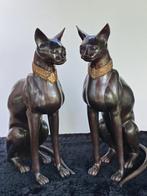 Beeldje (2) - Bronzen Egyptische Katten - Gesigneerd A. Tiot, Antiek en Kunst