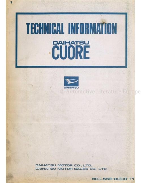 1980 DAIHATSU CUORE TECHNISCHE INFORMATIE ENGELS, Auto diversen, Handleidingen en Instructieboekjes