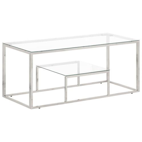 vidaXL Salontafel roestvrijstaal en gehard glas, Huis en Inrichting, Tafels | Salontafels, Nieuw, Verzenden