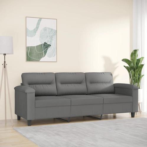 vidaXL Driezitsbank 180 cm microvezelstof donkergrijs, Huis en Inrichting, Zetels | Zetels, Nieuw, Verzenden