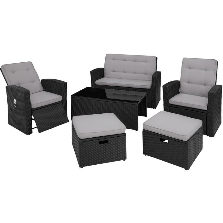 tectake Wicker zitgroep Bari - zwart, Tuin en Terras, Tuinsets en Loungesets, Verzenden