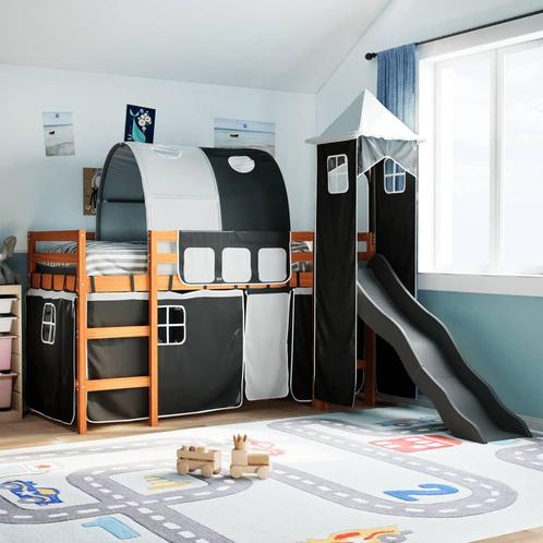 vidaXL Kinderhoogslaper met toren 90x190 cm grenenhout wit, Huis en Inrichting, Slaapkamer | Bedden, Nieuw, Verzenden