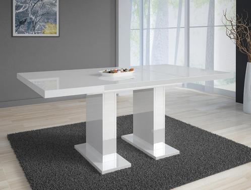 Eetkamertafel Glamour 160 - Wit - Uitschuifbaar - Eettafel, Huis en Inrichting, Tafels | Eettafels, Nieuw, 50 tot 100 cm, Verzenden
