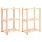 vidaXL Opbergrekken 3-laags 2 st 60x38x90 cm massief, Verzenden, Nieuw