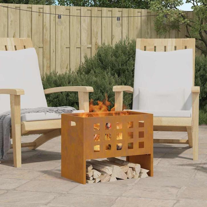 vidaXL Vuurkorf Bruin 50 x 30 x 40 cm Cortenstaal, Huis en Inrichting, Haarden, Nieuw, Verzenden