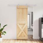 vidaXL Schuifdeur met beslag 70x210 cm massief grenenhout, Doe-het-zelf en Bouw, Deuren en Vliegenramen, Verzenden, Nieuw