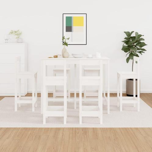 vidaXL 7-delige Barset massief grenenhout wit, Huis en Inrichting, Complete eetkamers, Nieuw, Verzenden