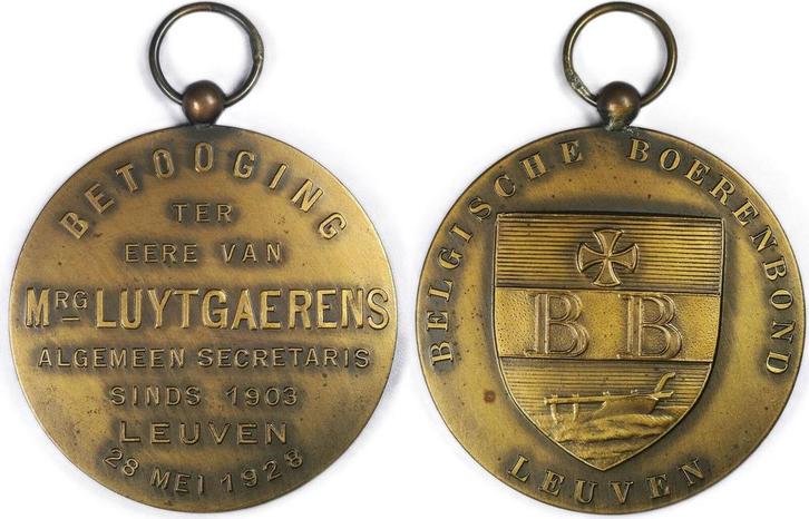 Betooging ter eere van Mrg Luytgaerens Leuven Belgische B..., Postzegels en Munten, Penningen en Medailles, Verzenden