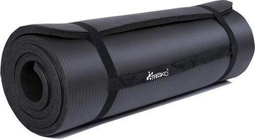 Tresko  Fitnessmat - 185x60 cm - 1,5 cm dik - Zwart, Huis en Inrichting, Woonaccessoires | Overige, Verzenden