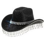 Cowboyhoed Zwart Glitter Strass Steentjes Zwarte Cowgirl Wes, Kleding | Dames, Ophalen of Verzenden, Nieuw