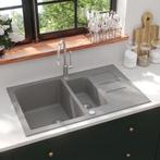 vidaXL Évier de cuisine avec deux lavabos Gris Granit, Bricolage & Construction, Sanitaire, Neuf, Verzenden