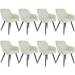 tectake Set van 8 eetkamerstoelen Marilyn linnenlook, zwarte, Huis en Inrichting, Stoelen, Verzenden, Nieuw
