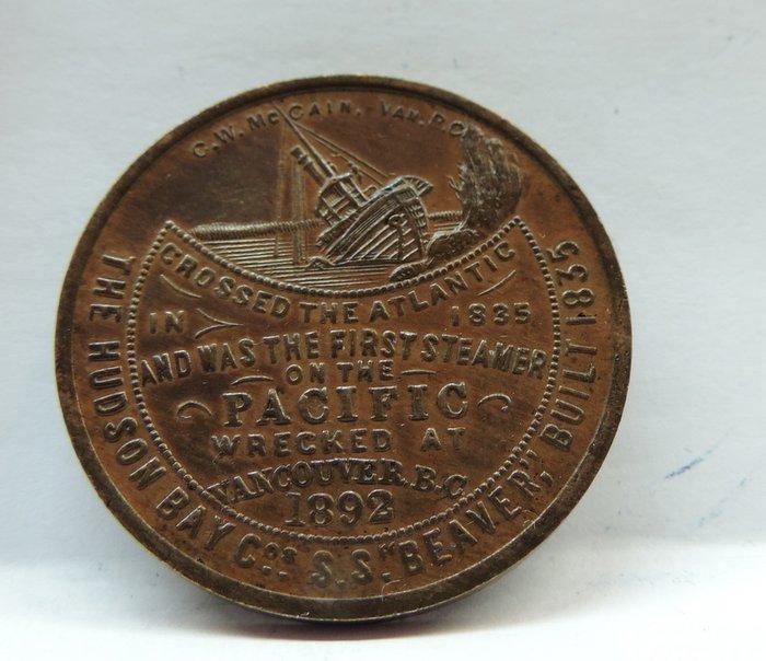 Canada. Medaglia in bronzo 1892 Wreck of Hudson Bay, Postzegels en Munten, Munten en Bankbiljetten | Toebehoren