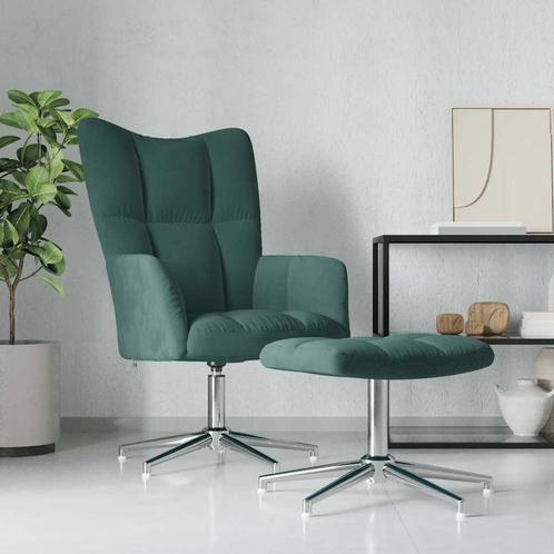 vidaXL Relaxstoel met voetenbank fluweel donkergroen, Huis en Inrichting, Fauteuils, Nieuw, Verzenden