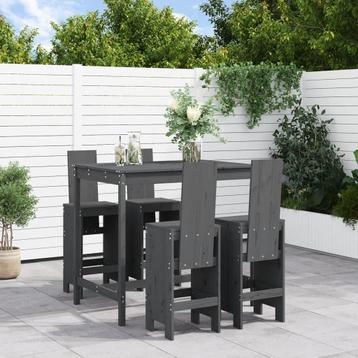 vidaXL 5-delige Tuinbarset massief grenenhout grijs, Verzenden