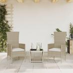vidaXL 3-delige Tuinset met kussens poly rattan beige, Tuin en Terras, Verzenden, Nieuw, Tuinset