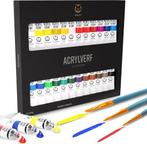 2dekans | NAPI Acrylverf 24 Kleuren + 3 Penselen - Klaar, Kinderen en Baby's, Speelgoed | Educatief en Creatief, Ophalen of Verzenden