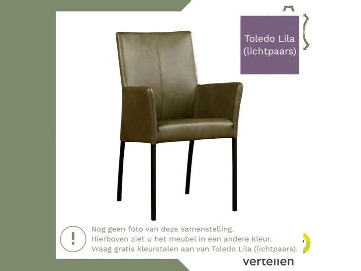 Leren eetkamerstoel Comfort met armleuning - Toledo Lila, Huis en Inrichting, Stoelen, Overige kleuren, Eén, Nieuw, Leer, Ophalen of Verzenden