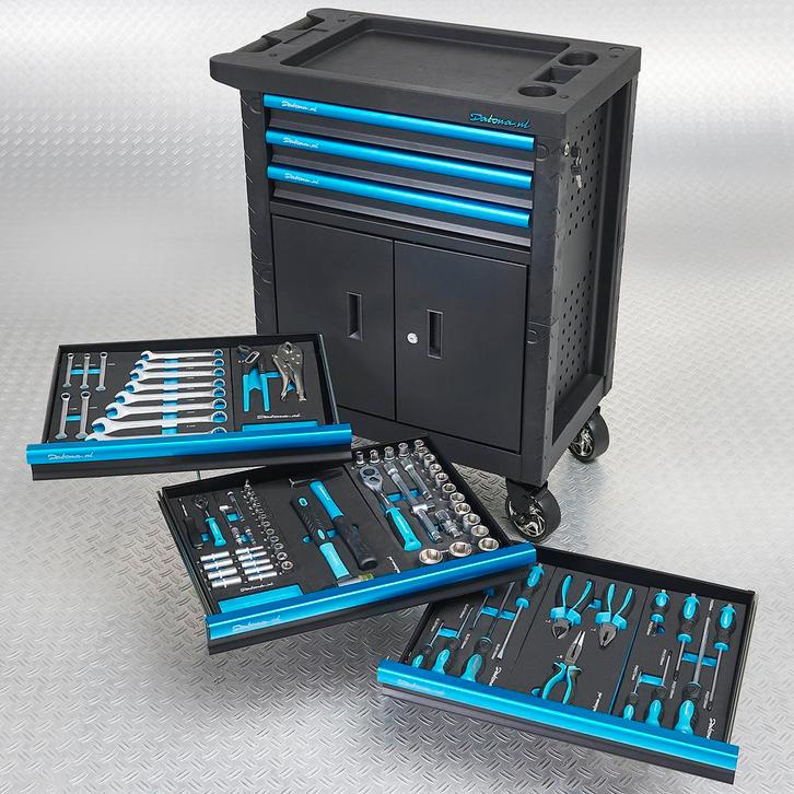 Datona Gereedschapswagen met 3 gevulde lades en kast -, Doe-het-zelf en Bouw, Werkbanken, Ophalen of Verzenden