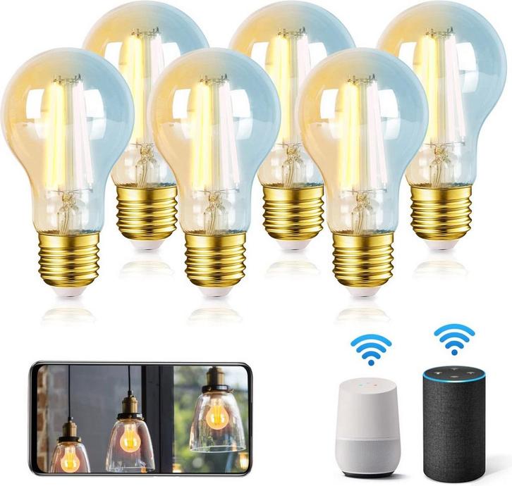 E27 LED lamp - Dimbaar - Filament lamp - 6W - 6 stuks - Aigo, Huis en Inrichting, Lampen | Losse lampen, Nieuw, Verzenden