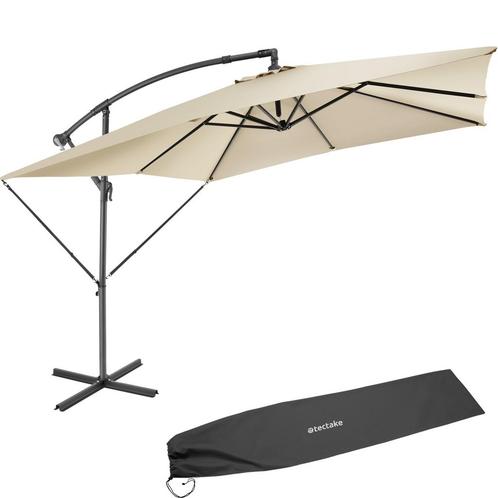 tectake Parasol Apollon met slinger 2,5 x 2,5 m - beige, Tuin en Terras, Zonneschermen, Verzenden