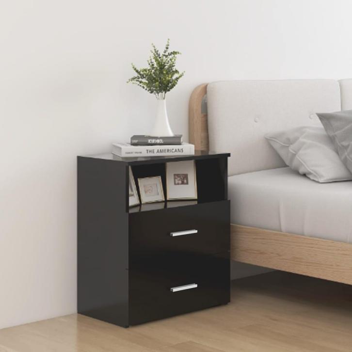 vidaXL Nachtkastje 50x32x60 cm zwart, Huis en Inrichting, Slaapkamer | Nachtkastjes, Nieuw, Verzenden