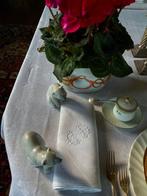 6 vroege 20e-eeuwse damast zijden en linnen servetten met