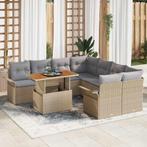 vidaXL Tuinbank Set met opslag 9 pcs Beige Poly rattan, Tuin en Terras, Tuinsets en Loungesets, Verzenden, Nieuw