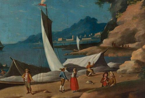 Spaanse school (XVII) - Paisaje costero, Antiek en Kunst, Kunst | Schilderijen | Klassiek
