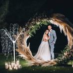 Backdrop frame cirkel bruiloft - Goud 200 cm & 1 x LED