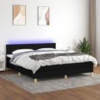 vidaXL Boxspring met matras en LED stof zwart 160x200 cm, Maison & Meubles, Verzenden