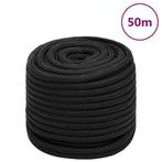 vidaXL Boottouw 16 mm 50 m polypropeen zwart, Verzenden, Nieuw