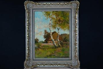 H van Gestel (XIX-XX) - Berkenbomen voor een Hoeve (No beschikbaar voor biedingen