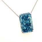 Halsketting - 14 karaat Witgoud - 10.26ct. tw. Blauw Diamant, Handtassen en Accessoires, Nieuw