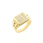 18 Krt. Gouden zegelring met diamant | 0,54 ct. (herenring), Gebruikt, Overige kleuren, 19 tot 20, Heer
