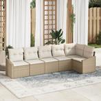 vidaXL 6-delige tuinsofa set met kussens in beige poly, Verzenden, Nieuw