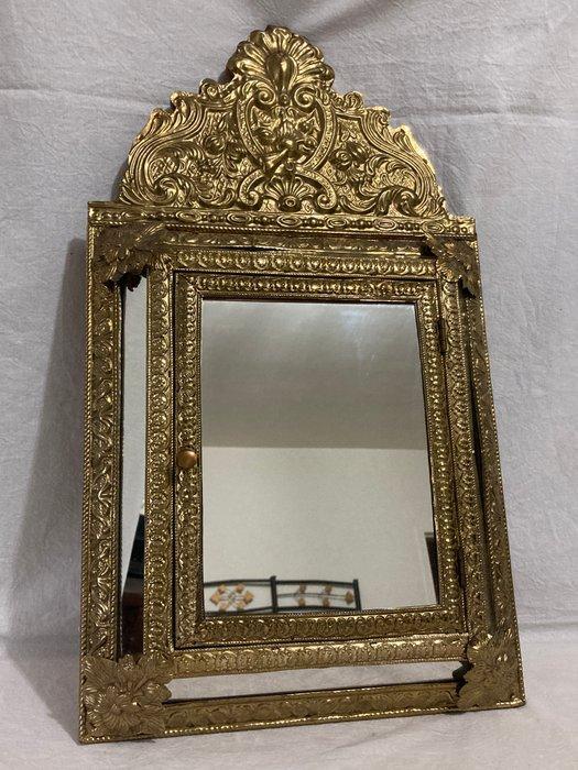 Spiegel- Splendide Miroir a Porte Secrete - gehakt koper, Antiquités & Art, Curiosités & Brocante