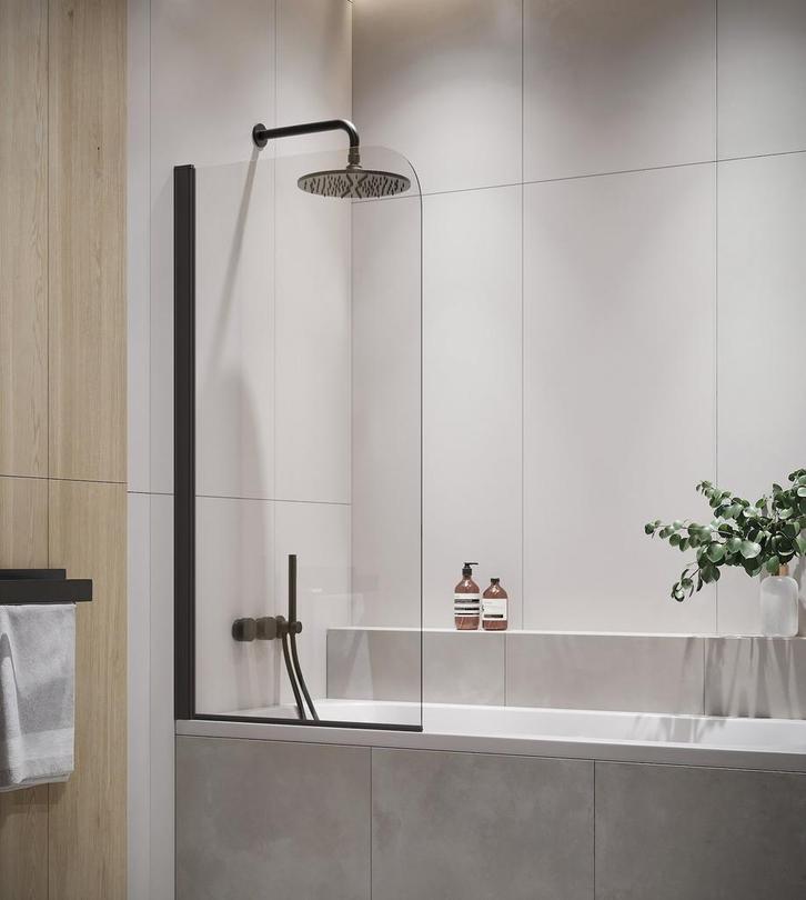 Badwand Torino 80 x 140 cm Zwart Badscherm Draaibaar 5 mm, Doe-het-zelf en Bouw, Sanitair, Nieuw, Verzenden