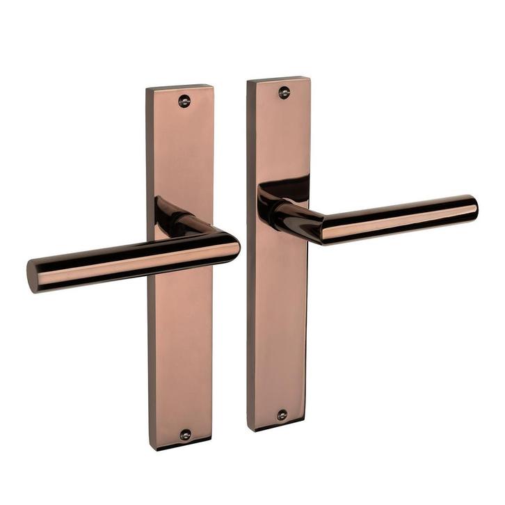 Lusso geveerd op schild blind PVD glanzend brons - deurbe..., Doe-het-zelf en Bouw, Hang- en Sluitwerk, Klink of Kruk, Nieuw, IJzer