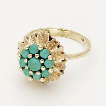 Bague - 14 carats Or jaune Turquoise