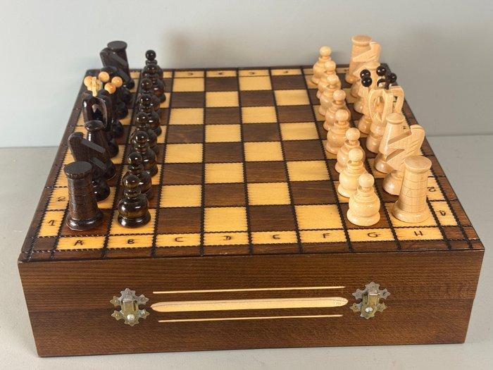Jeu déchecs - Elegant Handgemaakt Vintage Houten, Antiquités & Art, Curiosités & Brocante