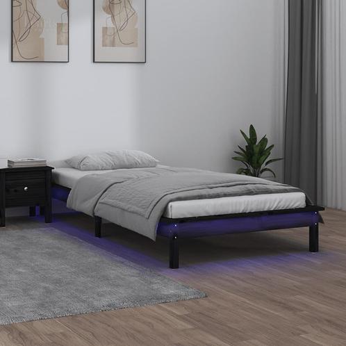 vidaXL Cadre de lit à LED noir 75x190 cm petit simple, Maison & Meubles, Chambre à coucher | Lits, Neuf, Envoi