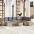 vidaXL 9-delige tuinbankset met kussen - Beige poly rattan, Verzenden, Nieuw