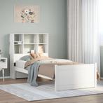 vidaXL Bed met boekenkast zonder matras grenenhout wit, Verzenden, Nieuw
