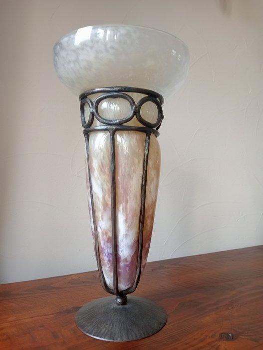 Charles Schneider - Vaas - Glas, IJzer - Art Deco, Antiek en Kunst, Antiek | Glaswerk en Kristal