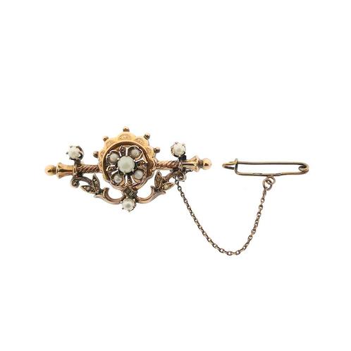 Antiek gouden broche met parel | Victoriaans (vintage), Handtassen en Accessoires, Broches, Overige kleuren, Gebruikt, Met edelsteen
